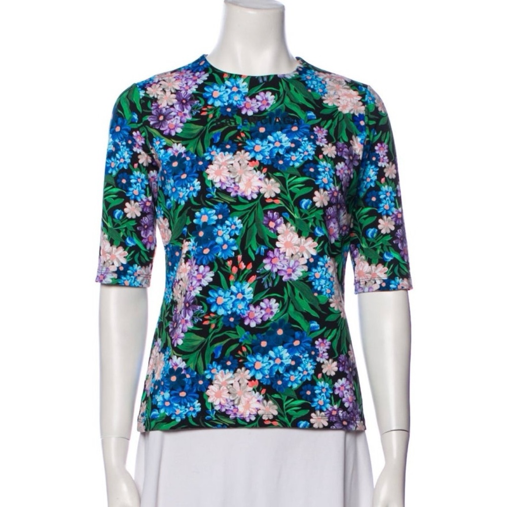 Balenciaga Bleu Violet Fleur Top